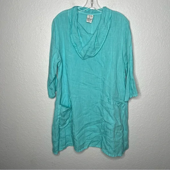 Match Point Tops | Match Point Linen Top-Style Hlt482-Cowl Neck Blue Tunic Dress | Color: Blue | Size: M | Cactuscrown2019's Closet